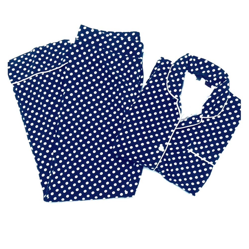 J. Crew navy polka dot pajama set